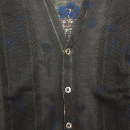 Prada Knit Cardigan Long Sleeve Mesh Contrast Floral Pattern Black 48 — view 4