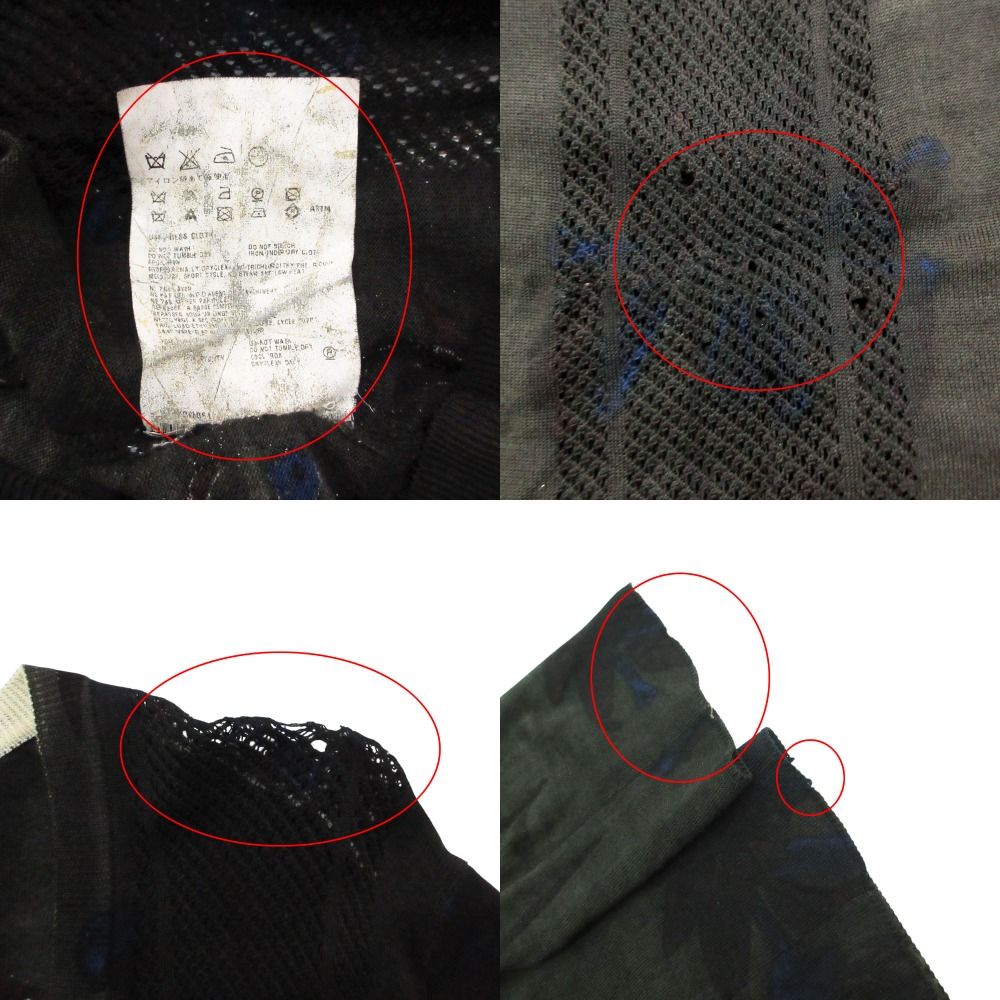 Prada Knit Cardigan Long Sleeve Mesh Contrast Floral Pattern Black 48 — view 9