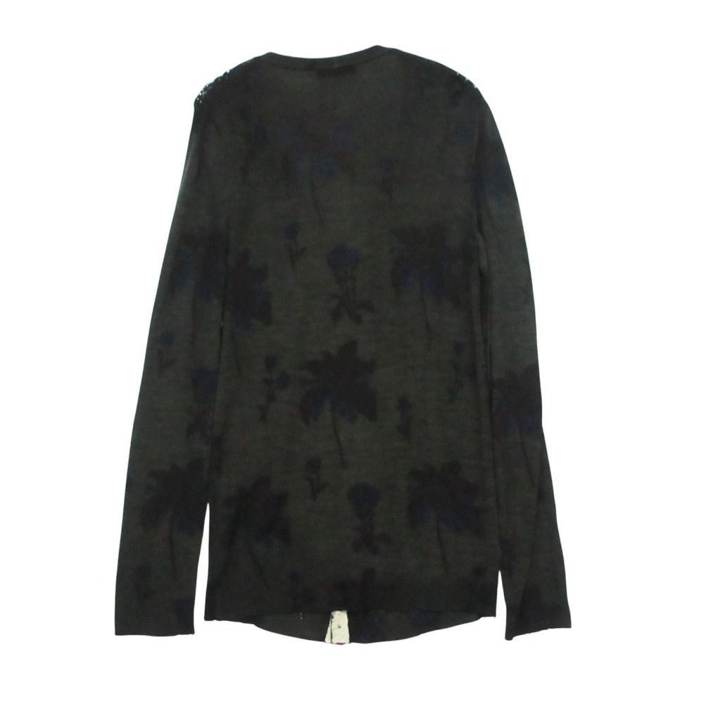 Prada Knit Cardigan Long Sleeve Mesh Contrast Floral Pattern Black 48 — view 2