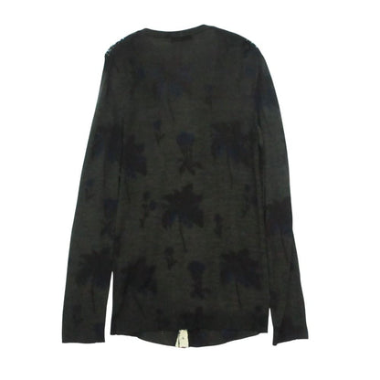 Prada Knit Cardigan Long Sleeve Mesh Contrast Floral Pattern Black 48 — view 2