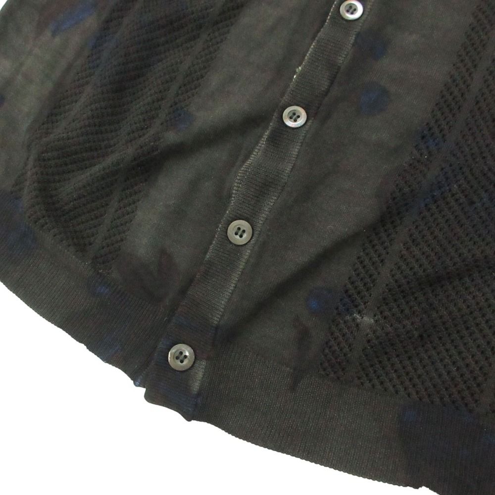 Prada Knit Cardigan Long Sleeve Mesh Contrast Floral Pattern Black 48 — view 5