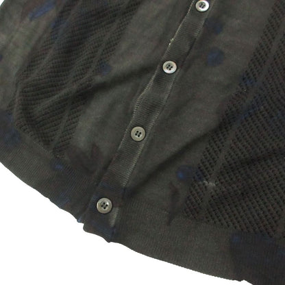 Prada Knit Cardigan Long Sleeve Mesh Contrast Floral Pattern Black 48 — view 5