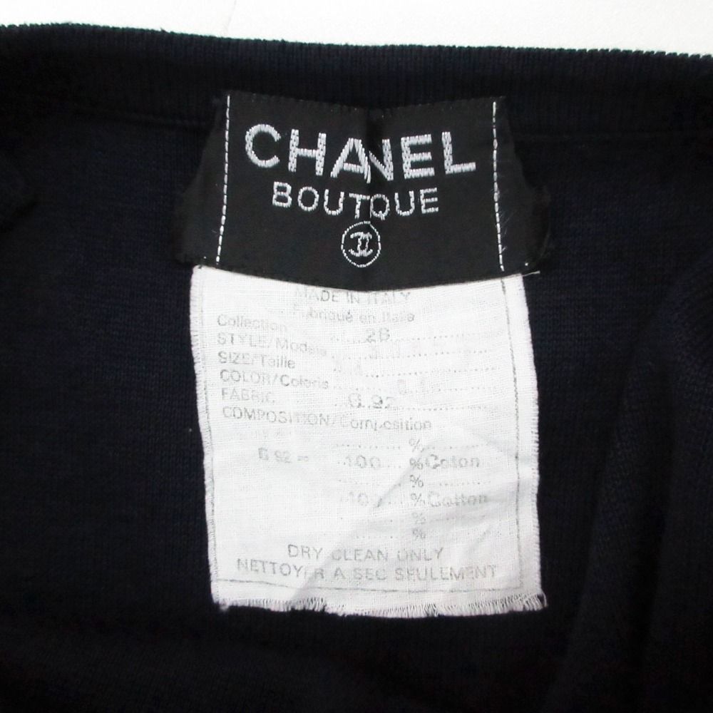 Chanel Vintage Dress Mini Length Cami Cotton Knit Navy 34 — view 6