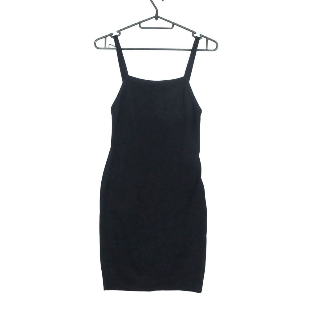 Chanel Vintage Dress Mini Length Cami Cotton Knit Navy 34