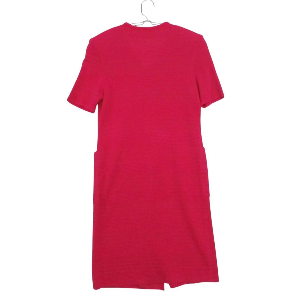 Saint Laurent Vintage Yves Knit Dress Short Sleeve Neck Gold Button Shocking — view 2