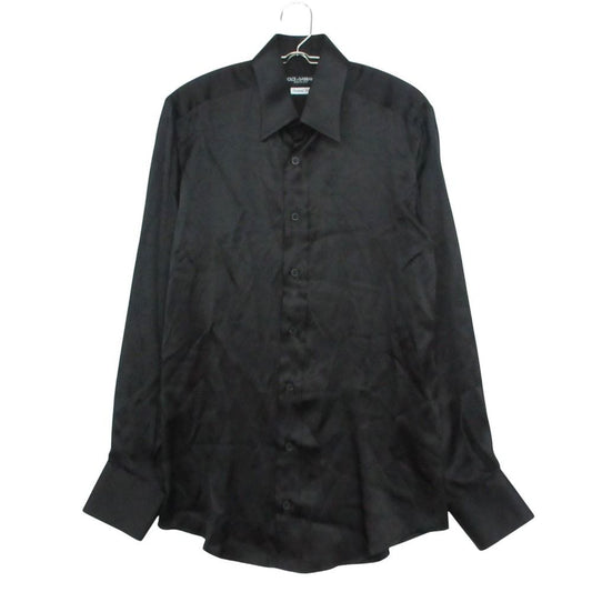 Dolce & Gabbana Long Sleeve Shirt Dress Glossy Top Black