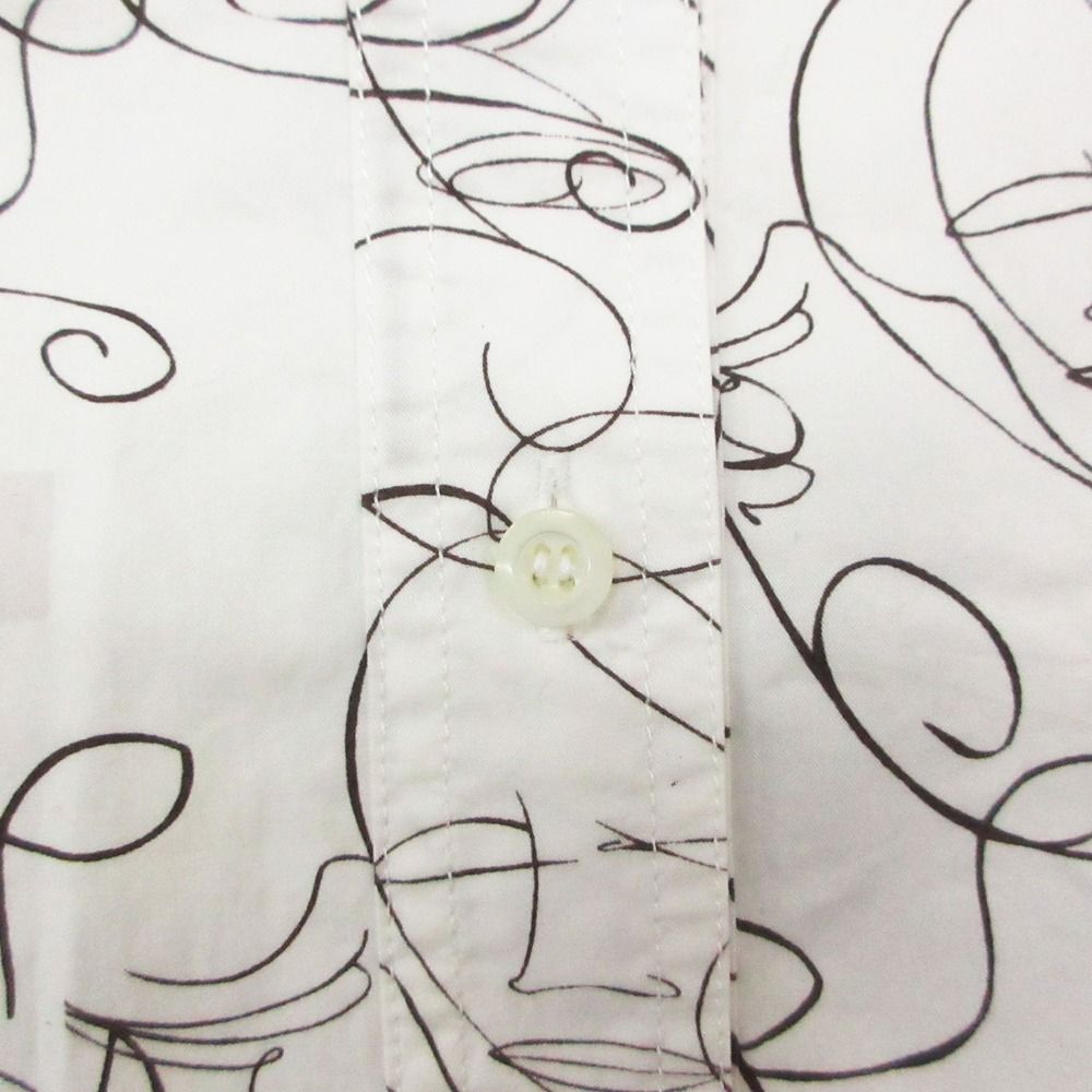 Prada Long Sleeve Shirt Dress Art Graphic All Over Pattern Cotton Top White 42 — view 6