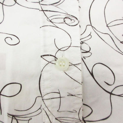 Prada Long Sleeve Shirt Dress Art Graphic All Over Pattern Cotton Top White 42 — view 6
