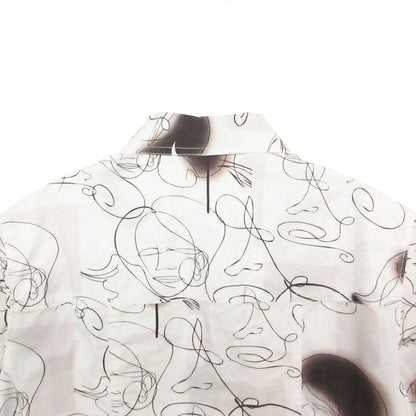 Prada Long Sleeve Shirt Dress Art Graphic All Over Pattern Cotton Top White 42 — view 3