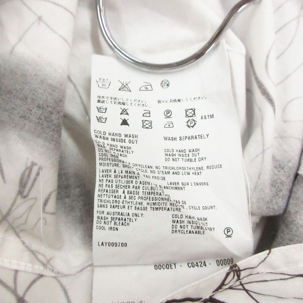 Prada Long Sleeve Shirt Dress Art Graphic All Over Pattern Cotton Top White 42 — view 9