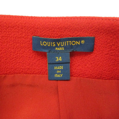 Louis Vuitton Mini Skirt Scalloped Leather Belted Wool Red 34 — view 7