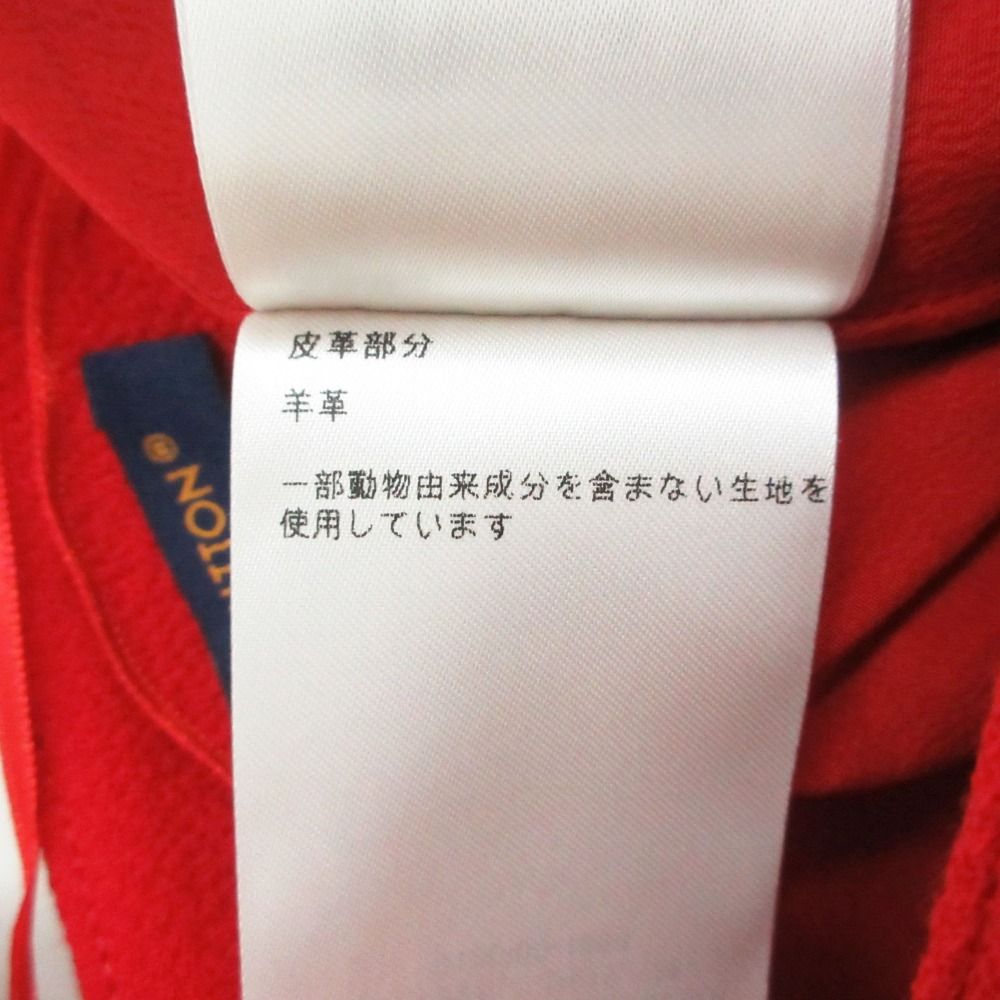 Louis Vuitton Mini Skirt Scalloped Leather Belted Wool Red 34 — view 9