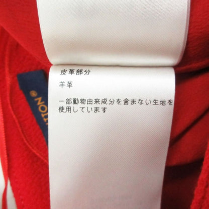 Louis Vuitton Mini Skirt Scalloped Leather Belted Wool Red 34 — view 9