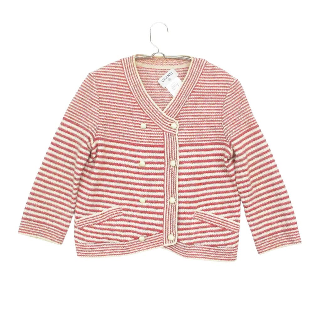 Chanel Collarless Jacket Cardigan Double Button Three Quarter Sleeve Summer