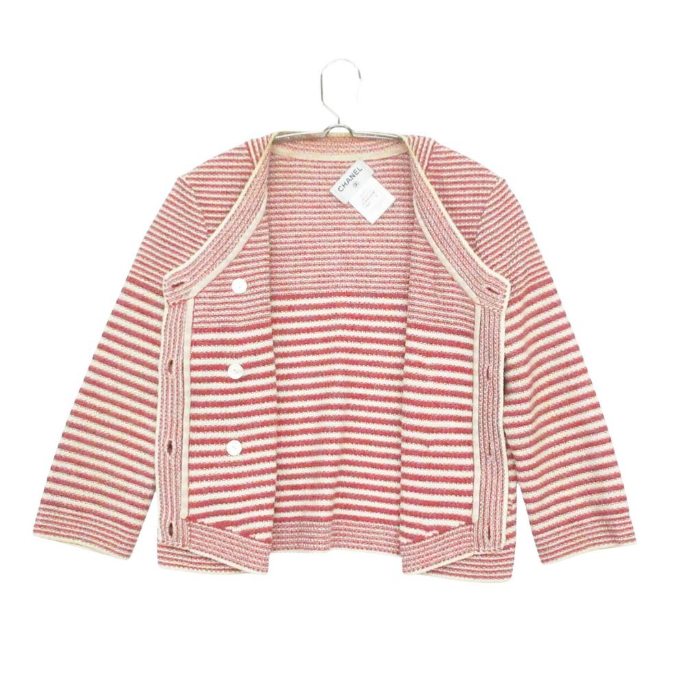 Chanel Collarless Jacket Cardigan Double Button Three Quarter Sleeve Summer — view 3