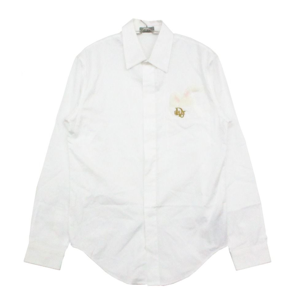 Dior by Erl Long Sleeve Shirt Rabbit Patch Vintage Logo Gold Embroidery Cotton