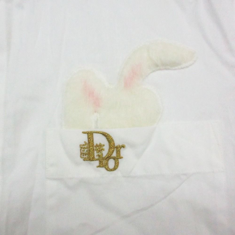 Dior by Erl Long Sleeve Shirt Rabbit Patch Vintage Logo Gold Embroidery Cotton — view 4