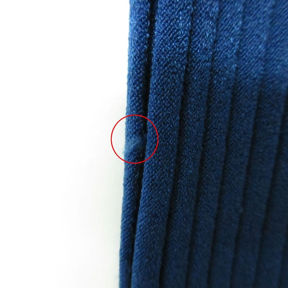 Chanel Rib Knit Dress Short Sleeve Piping Bicolor Blue 34 — view 3