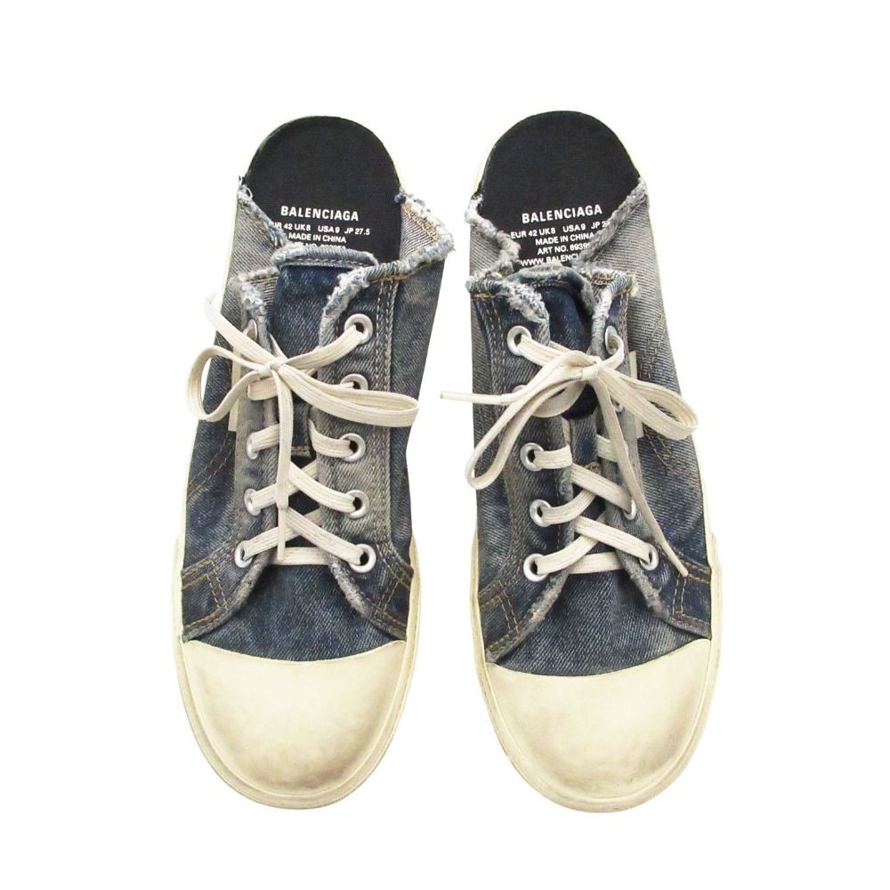 Balenciaga Mules Sneakers Denim Destroyed Cotton Shoes Indigo — view 5