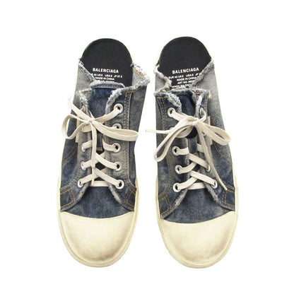 Balenciaga Mules Sneakers Denim Destroyed Cotton Shoes Indigo — view 5