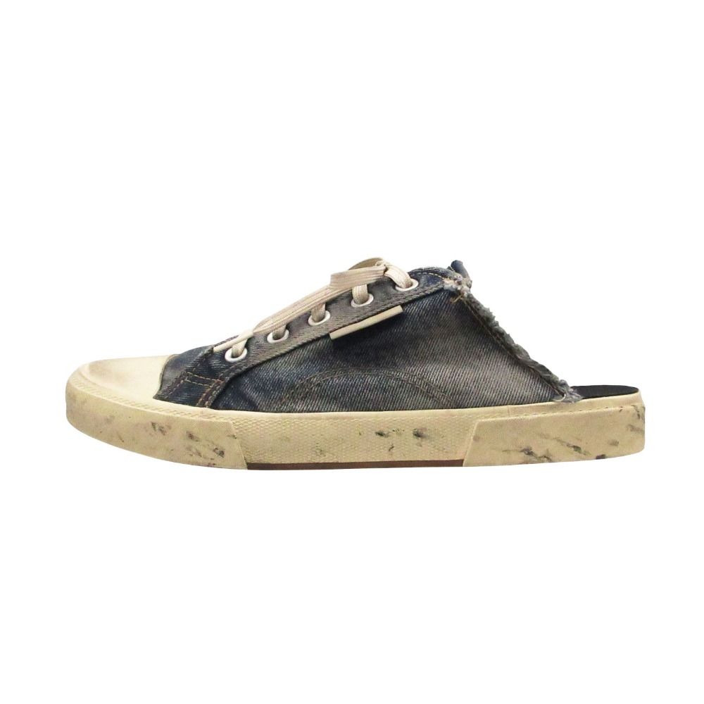 Balenciaga Mules Sneakers Denim Destroyed Cotton Shoes Indigo