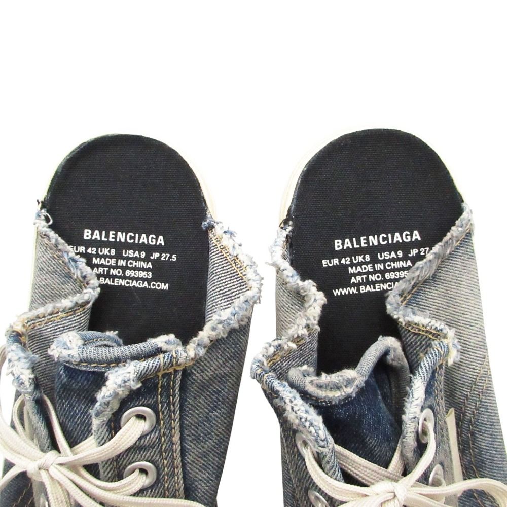 Balenciaga Mules Sneakers Denim Destroyed Cotton Shoes Indigo — view 6