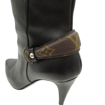 Louis Vuitton Legacy Boots Ankle Leather Pointed Toe Monogram Shoes Black — view 8