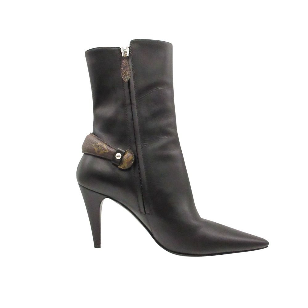 Louis Vuitton Legacy Boots Ankle Leather Pointed Toe Monogram Shoes Black — view 2