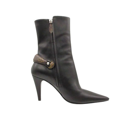 Louis Vuitton Legacy Boots Ankle Leather Pointed Toe Monogram Shoes Black — view 2