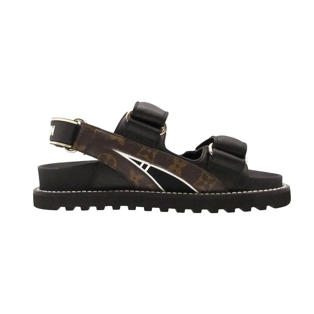 Louis Vuitton Paseo Line Sandals Sports Slides Monogram Shoes Black — view 3