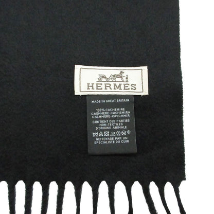 Hermes Scarf Shawl Cashmere Wild Horse Leather Patch Black — view 5
