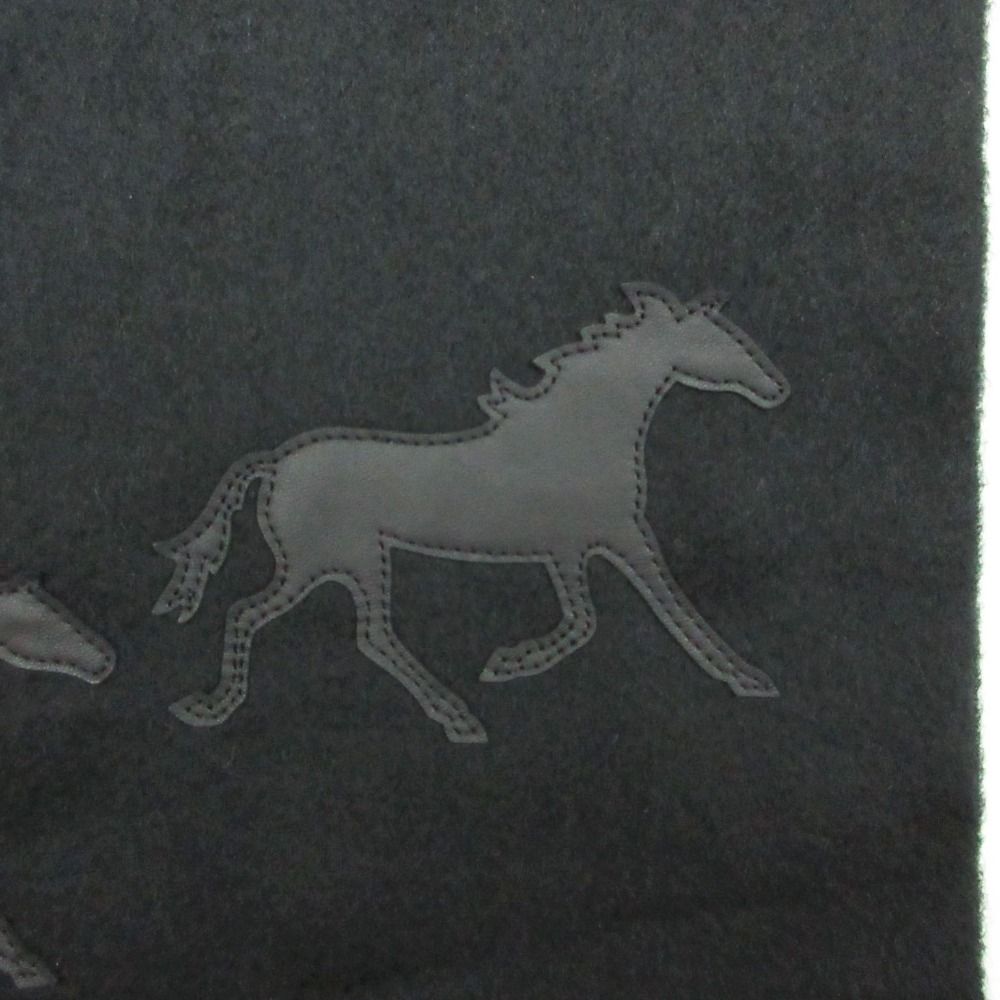 Hermes Scarf Shawl Cashmere Wild Horse Leather Patch Black — view 3