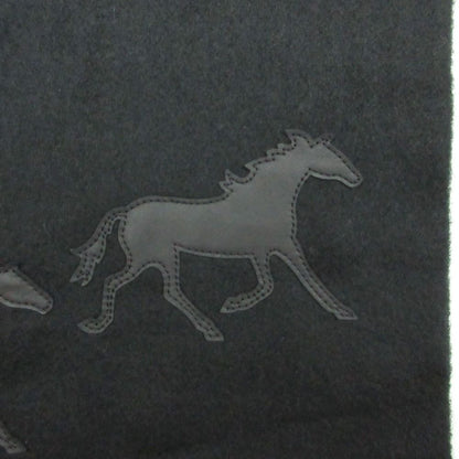 Hermes Scarf Shawl Cashmere Wild Horse Leather Patch Black — view 3