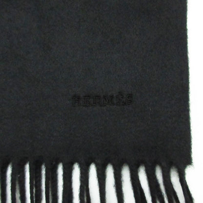 Hermes Scarf Shawl Cashmere Wild Horse Leather Patch Black — view 4