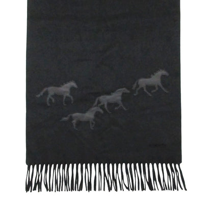 Hermes Scarf Shawl Cashmere Wild Horse Leather Patch Black — view 2