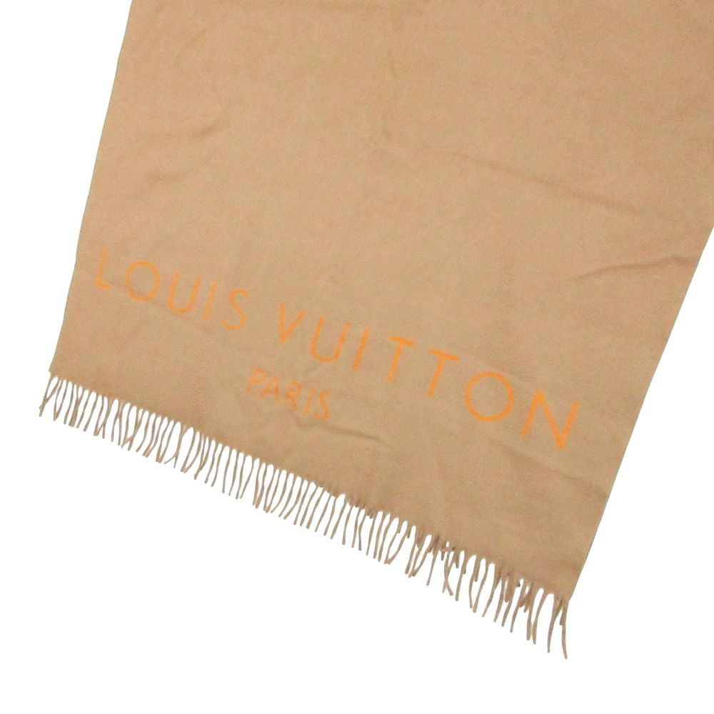 Louis Vuitton Scarf Cashmere Shawl Large Fringe Logo Camel — view 4