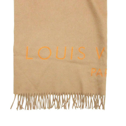 Louis Vuitton Scarf Cashmere Shawl Large Fringe Logo Camel — view 2