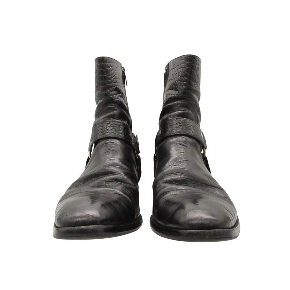 Saint Laurent Boots Wyatt Harness Ring Croco — view 4
