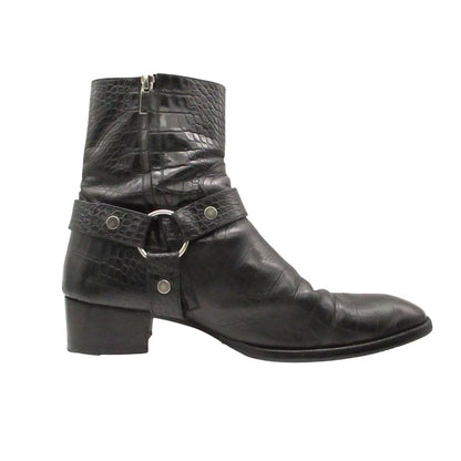 Saint Laurent Boots Wyatt Harness Ring Croco — view 2