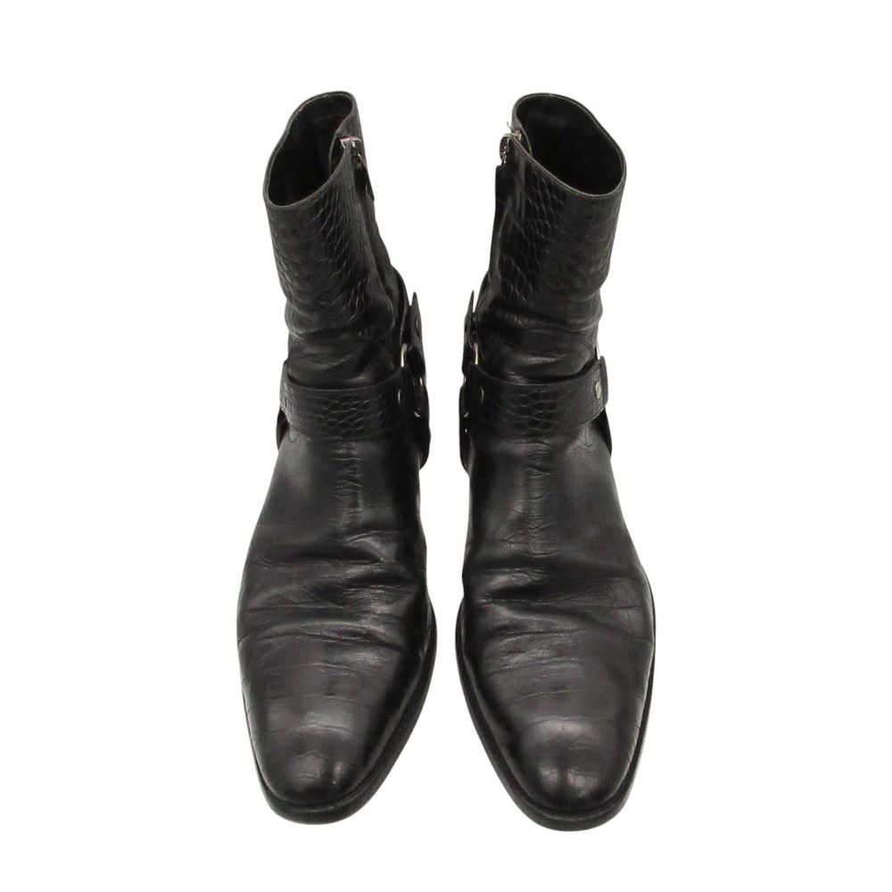 Saint Laurent Boots Wyatt Harness Ring Croco — view 3