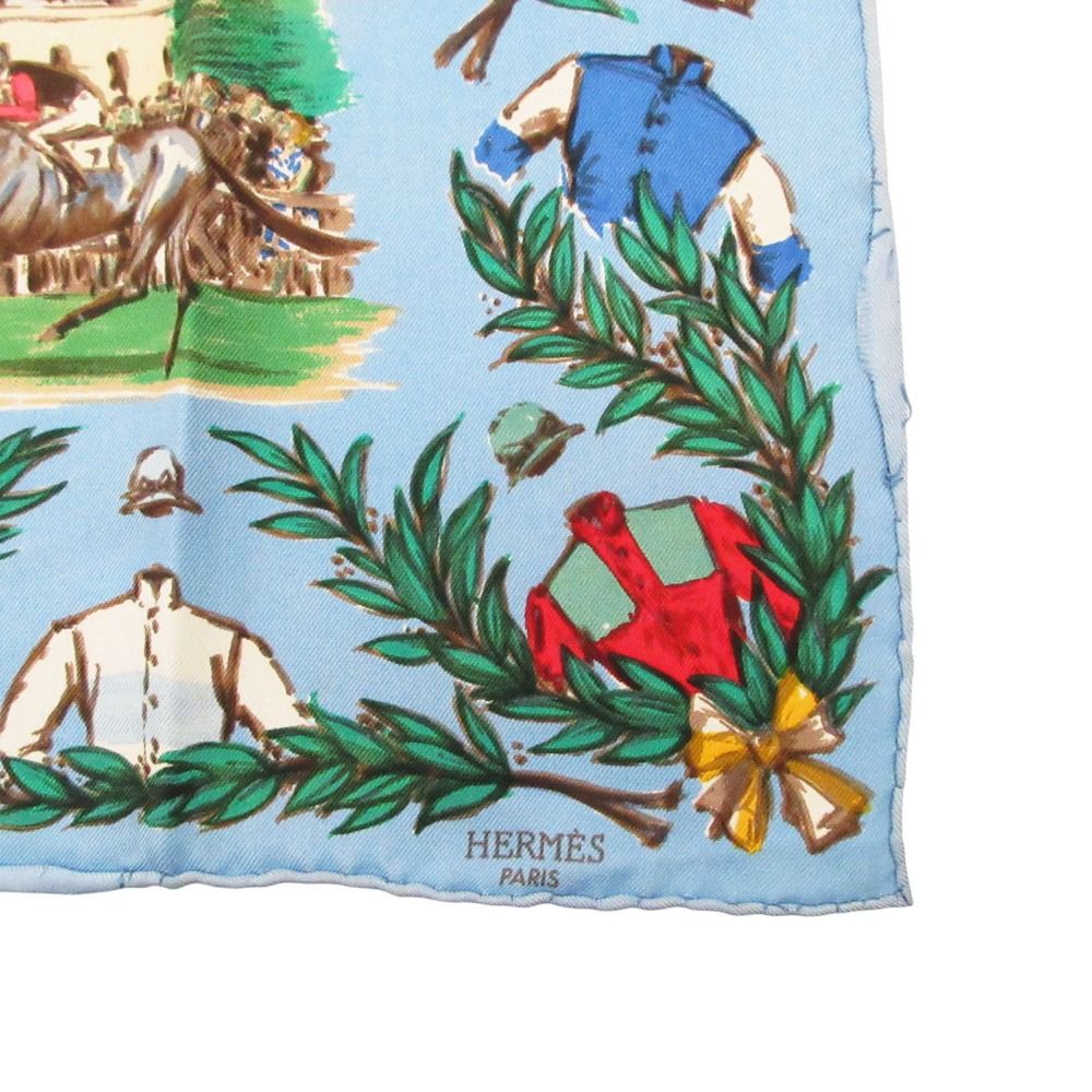 Hermes Scarf Carre 40 Petit Chantilly Stadium Silk 100% Blue — view 6