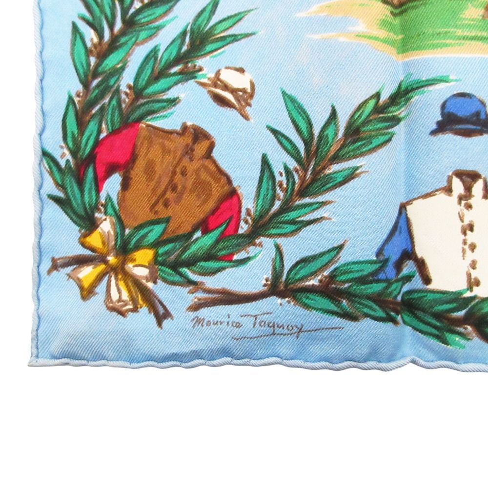 Hermes Scarf Carre 40 Petit Chantilly Stadium Silk 100% Blue — view 4