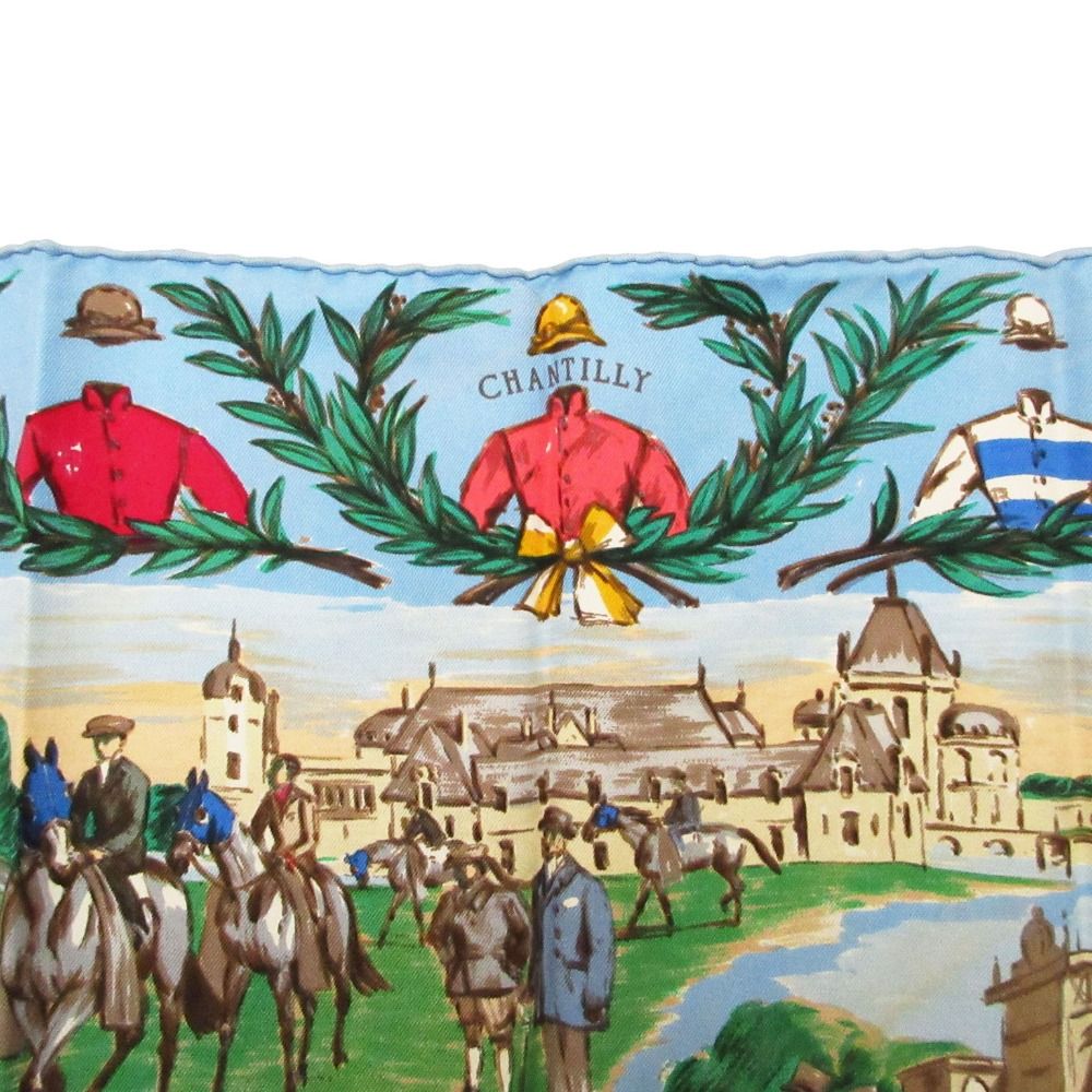 Hermes Scarf Carre 40 Petit Chantilly Stadium Silk 100% Blue — view 5