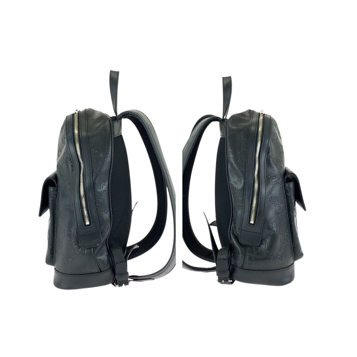 Gucci GG Embossed Black Silver Leather Backpack — view 8