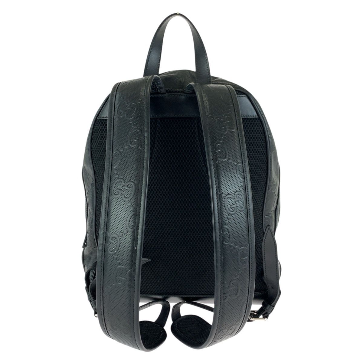 Gucci GG Embossed Black Silver Leather Backpack — view 2