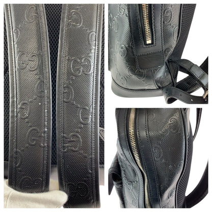 Gucci GG Embossed Black Silver Leather Backpack — view 6