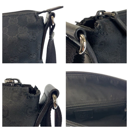 Gucci Black GG Canvas Leather Shoulder Bag Pochette — view 5