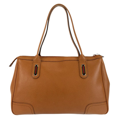Gucci Sherry Line Brown Silver Leather Tote Shoulder — view 2