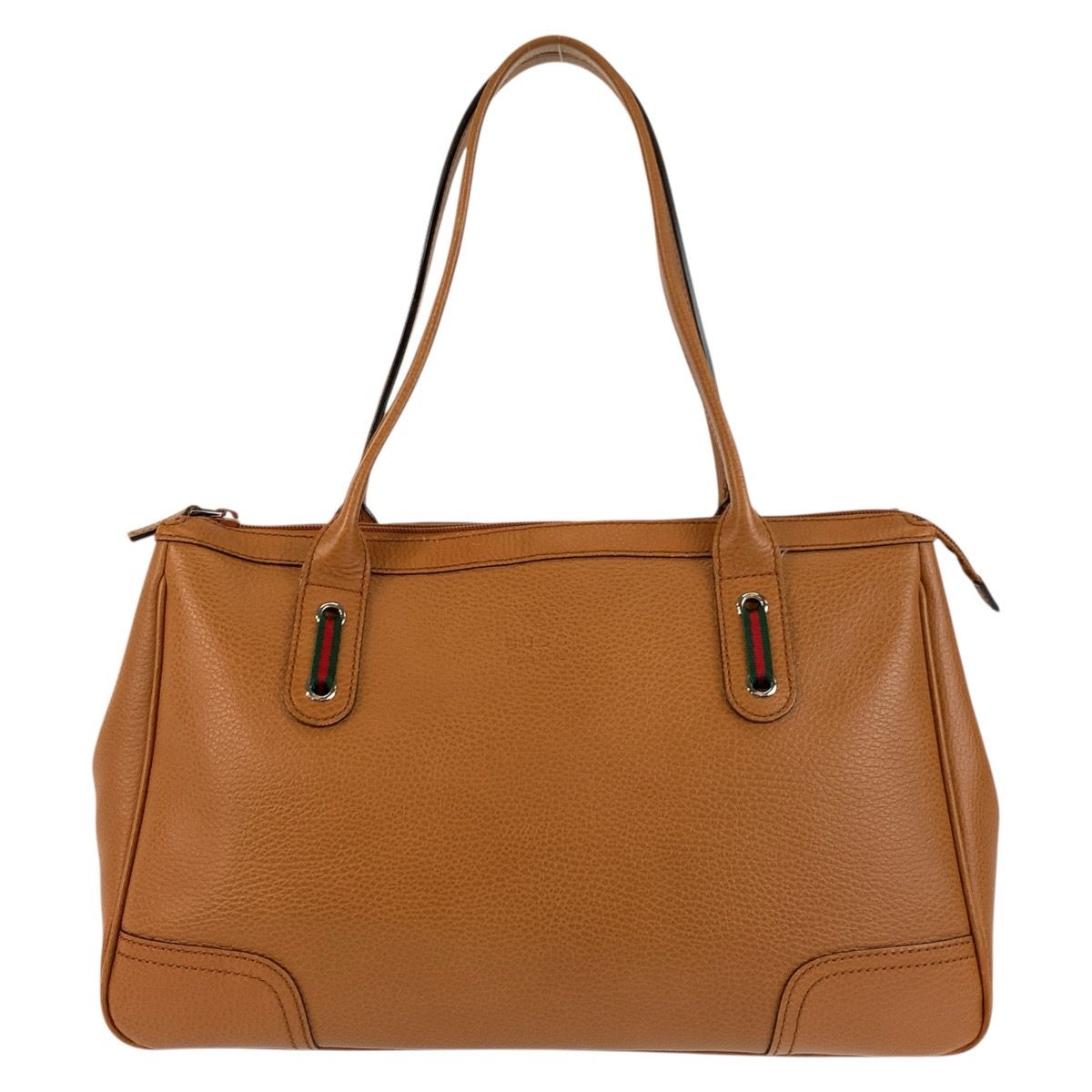 Gucci Sherry Line Brown Silver Leather Tote Shoulder