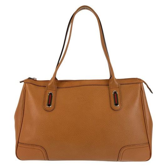 Gucci Sherry Line Brown Silver Leather Tote Shoulder